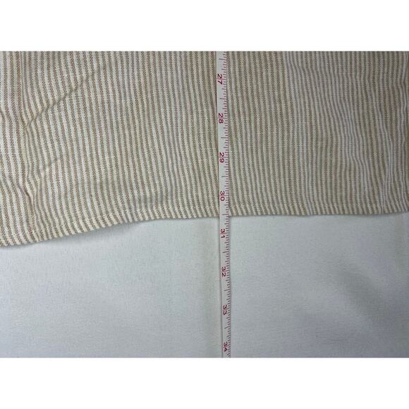 JustFab Linen Blend Top Striped oxford White/Beige Shirt lagenlook Resort wear - Picture 7 of 9